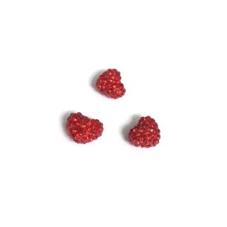 Red heart pendant with glittery studs - size 13 x 15 mm