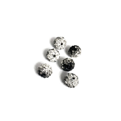Round black and silvery plastic beads with studs by piece - diametre 10 mm