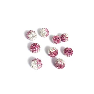Round silvery and pink plastic beads with studs by piece - diametre 10 mm