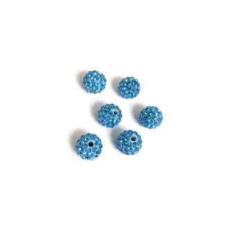 Round blue plastic beads with studs by piece - diametre 10 mm