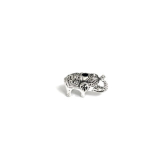 Silvery metal elephant bead - size 12 x 21.5 mm