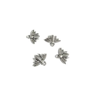 Silvery metal bee pendants - size 14 x 17 mm - 4 pieces