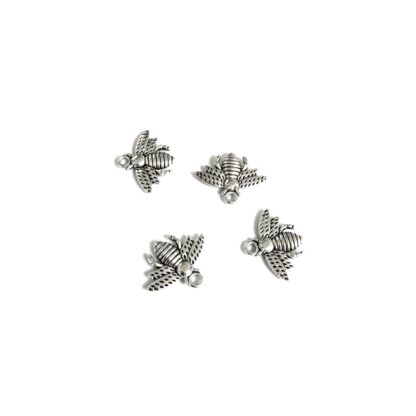 Silvery metal bee pendants - size 14 x 17 mm - 4 pieces