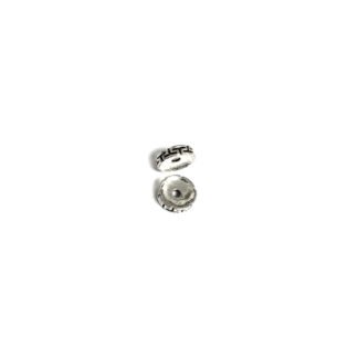 Silvery metal fret on black flat round spacer beads - diametre 10 mm - 2 pieces