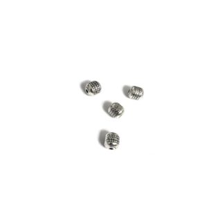 Silvery metal roundish cylinder bead - size 6 x 7 mm - 4 pieces