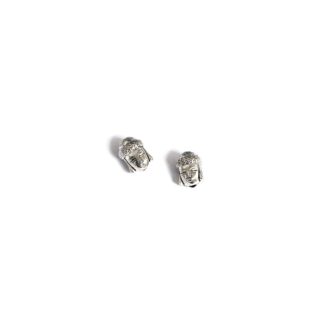 Silvery metal Buddha head beads - size 8 x 10 mm - 2 pieces