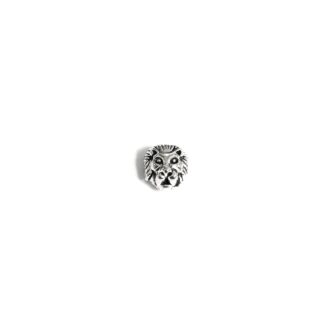 Silvery metal lion head bead - size 12 mm