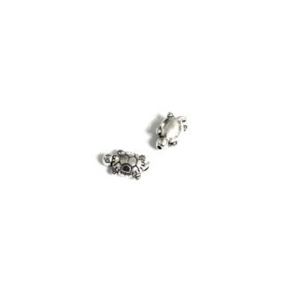 Silvery metal turtle beads - size 8 x 14 mm - 2 pieces