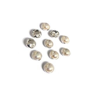 Silvery metal cup round iridescent cream sew-on rhinestones - diametre 9 mm - 10 pieces