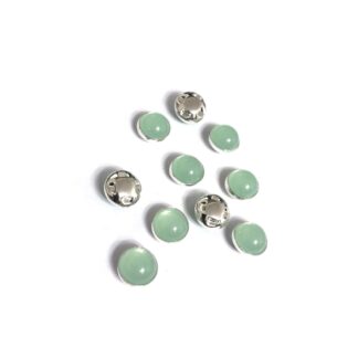 Silvery metal cup round light green sew-on rhinestones - diametre 8 mm - 10 pieces