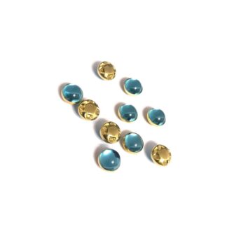 Golden metal cup round light blue sew-on rhinestones - diametre 8 mm - 10 pieces