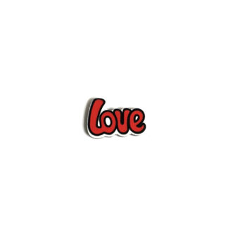 Red on white Love glue-on decorations - size 13 x 18 mm - 2 pieces
