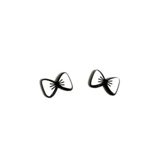 White and black bow tie glue-on decorations - size 10 x 14 mm - 2 pieces