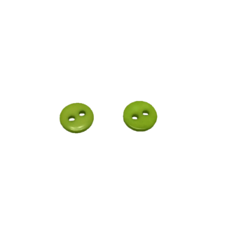 Two-hole round yellowish green plastic buttons - diametre 9 mm - 20 pieces