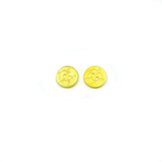 Two-hole transparent flower yellow plastic buttons - diametre 14 mm - 10 pieces