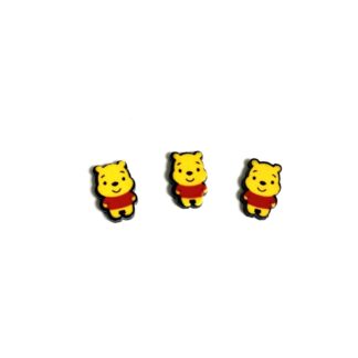 Yellow on black bear in red glue-on decorations - size 10 x 16 mm - 3 pieces