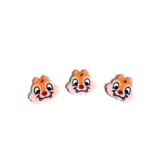 Orange and pink chipmunk head glue-on decorations - size 15 x 17 mm - 3 pieces