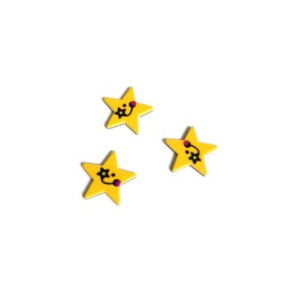 Black pink and yellow star glue-on decorations - size 13 mm - 3 pieces