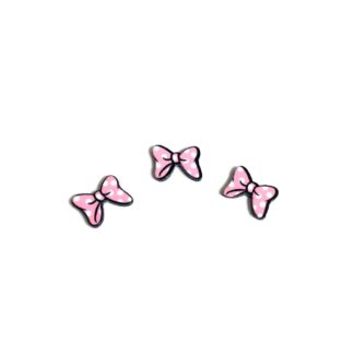 White polka dots light pink bow tie on black glue-on decorations - size 12 x 15 mm - 3 pieces