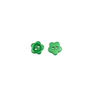 Green flower plastic buttons - diametre 12 mm - 10 pieces