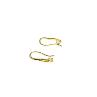 Golden metal leaf pendant earring hooks - size 8 x 21 mm - 2 pieces