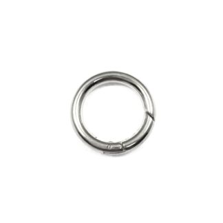 Silvery metal self-closing spring gate ring - diametre 35 mm