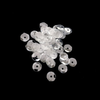Faceted round silvery white sequins - diametre 6.5 mm - weight 5 g
