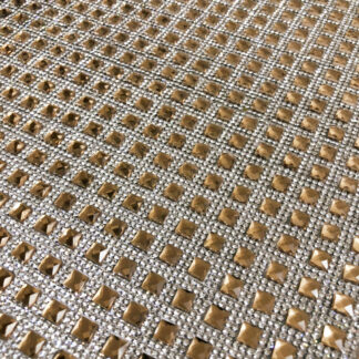 Golden brown square and round clear rhinestones iron-on decoration - size 10 x 235 mm - 5 rows of clear rhinestones