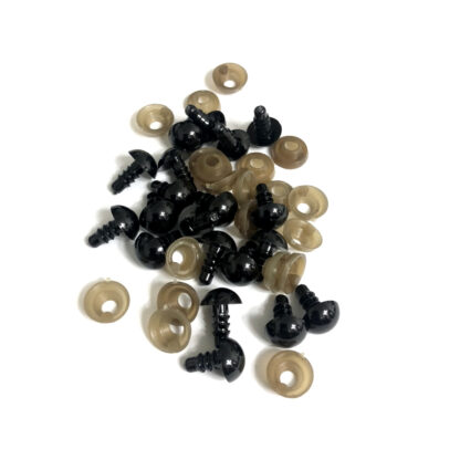 Round black plastic eyes - diametre 9 mm - 20 pieces