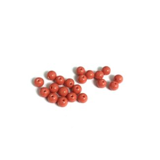 Round red coral bead - diametre 6 mm - 20 pieces