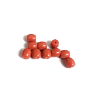 Roundish red cylinder coral bead - size 9 mm - 10 pieces