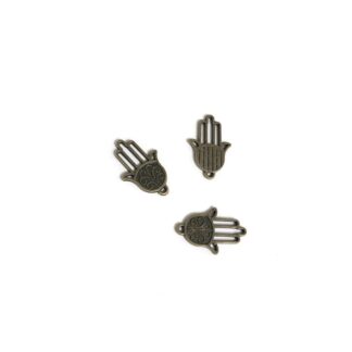 Brass metal hamsa hand pendants - size 23 x 20 mm - 3 pieces