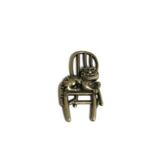 Brass metal cat on chair pendant - size 20 x 35 mm