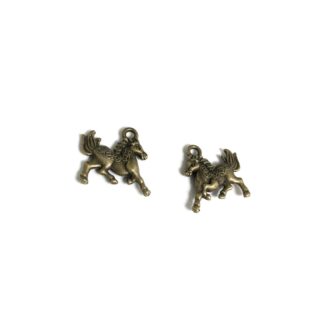 Brass metal horse pendants - size 16 x 18 mm - 2 pieces