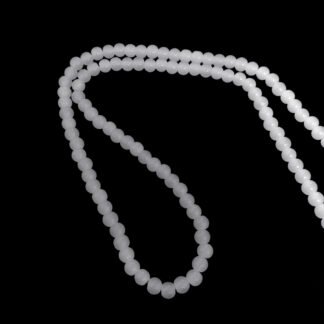 Round milky white glass beads by strand - diametre 6 mm - length 72 cm