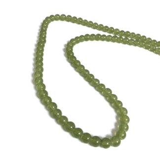 Round greyish green semi-transparent glass beads by strand - diametre 8 mm - length 82 cm