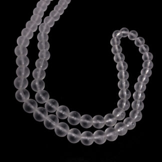 Frosted round transparent glass beads by strand - diametre 10 mm - length 76 cm