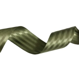 Green satin ribbon with striped pattern by metre - width 4 cm