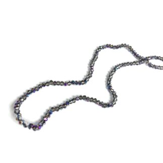 Faceted round iridescent blue and grey beads by strand - diametre 4 mm - length 46 cm