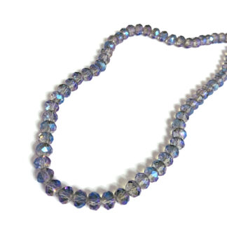 Faceted round iridescent semi-transparent pink and blue beads by strand- diametre 7 mm - length 42 cm
