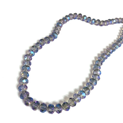 Faceted round iridescent semi-transparent pink and blue beads by strand- diametre 7 mm - length 42 cm