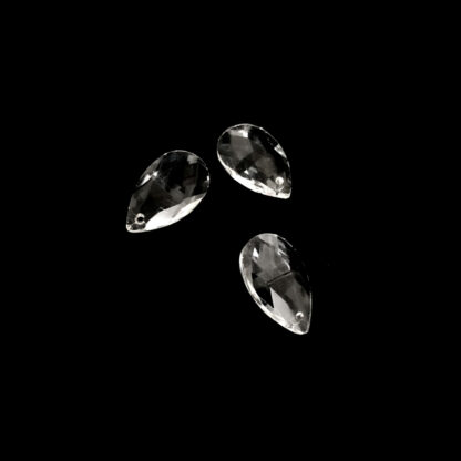 Transparent glass drop pendants - size 13 x 22 mm - 3 pieces