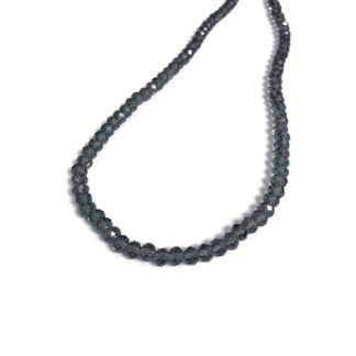 Faceted round greenish dark grey beads by strand - diametre 6 mm - length 47 cm