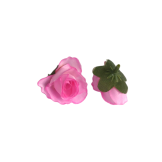 Light pink fabric rose with green sepals - size 30 mm - 2 pieces