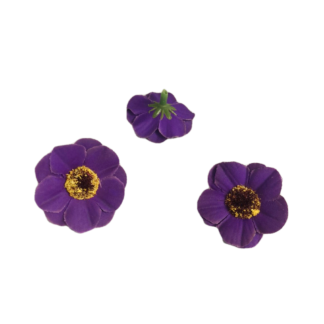 Purple fabric flower - diametre 40 mm - 3 pieces