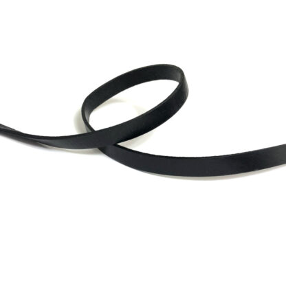 Flat black leather strap by metre - width 10 mm