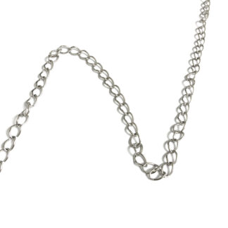 Silvery oval metal link chain by metre - width 7.5 mm
