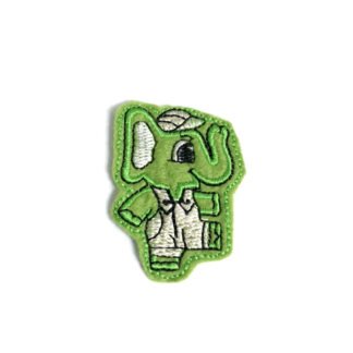 Green and white elephant iron-on garment sticker by piece - size 40 x 50 mm
