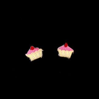 Red pink and yellow cupcake iron-on garment sticker by piece - size 15 x 18 mm - 2 pieces