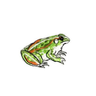 Orange green and white frog iron-on garment sticker by piece - size 60 mm